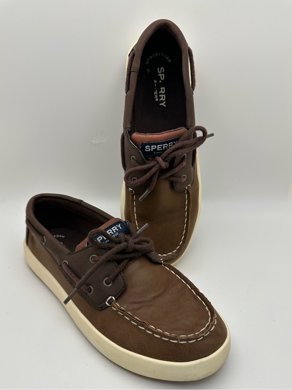 Sperry Top-Sider Cruise Boat Big kid Boys Two-Tone Brown Shoes School Preppy -5M